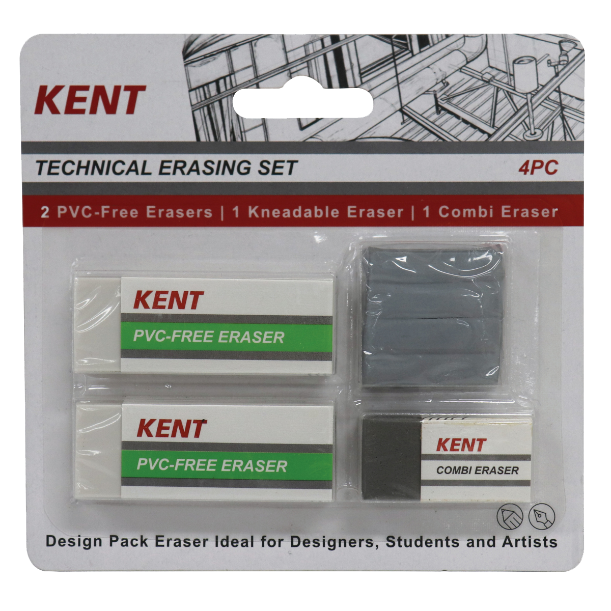 KENT Technical Erasers 4pk