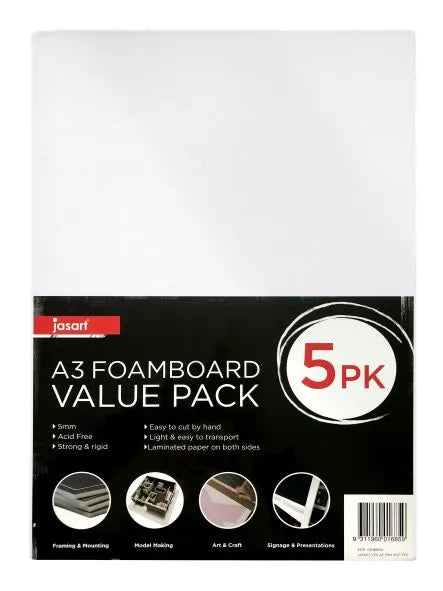 JASART Value Pack Foamboard A3 5mm 5pk