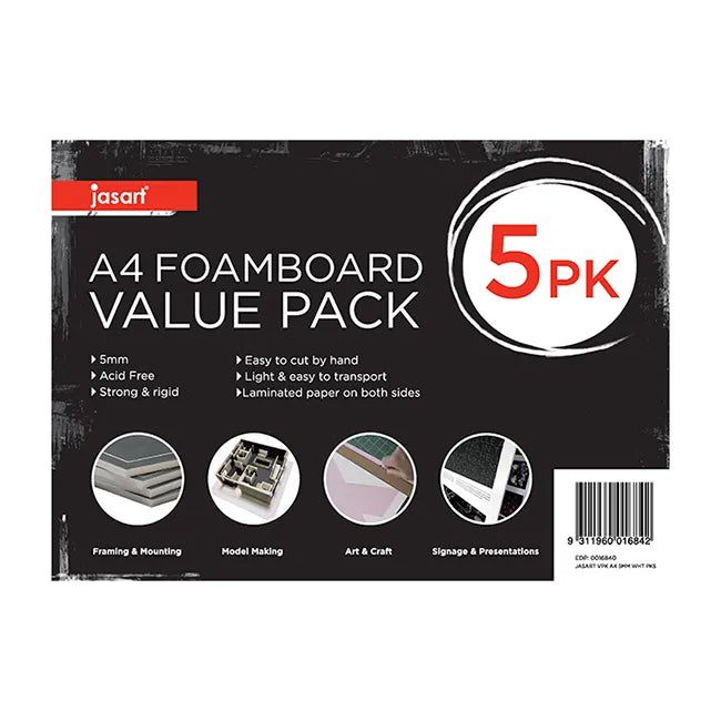JASART Value Pack Foamboard A4 5mm 5pk