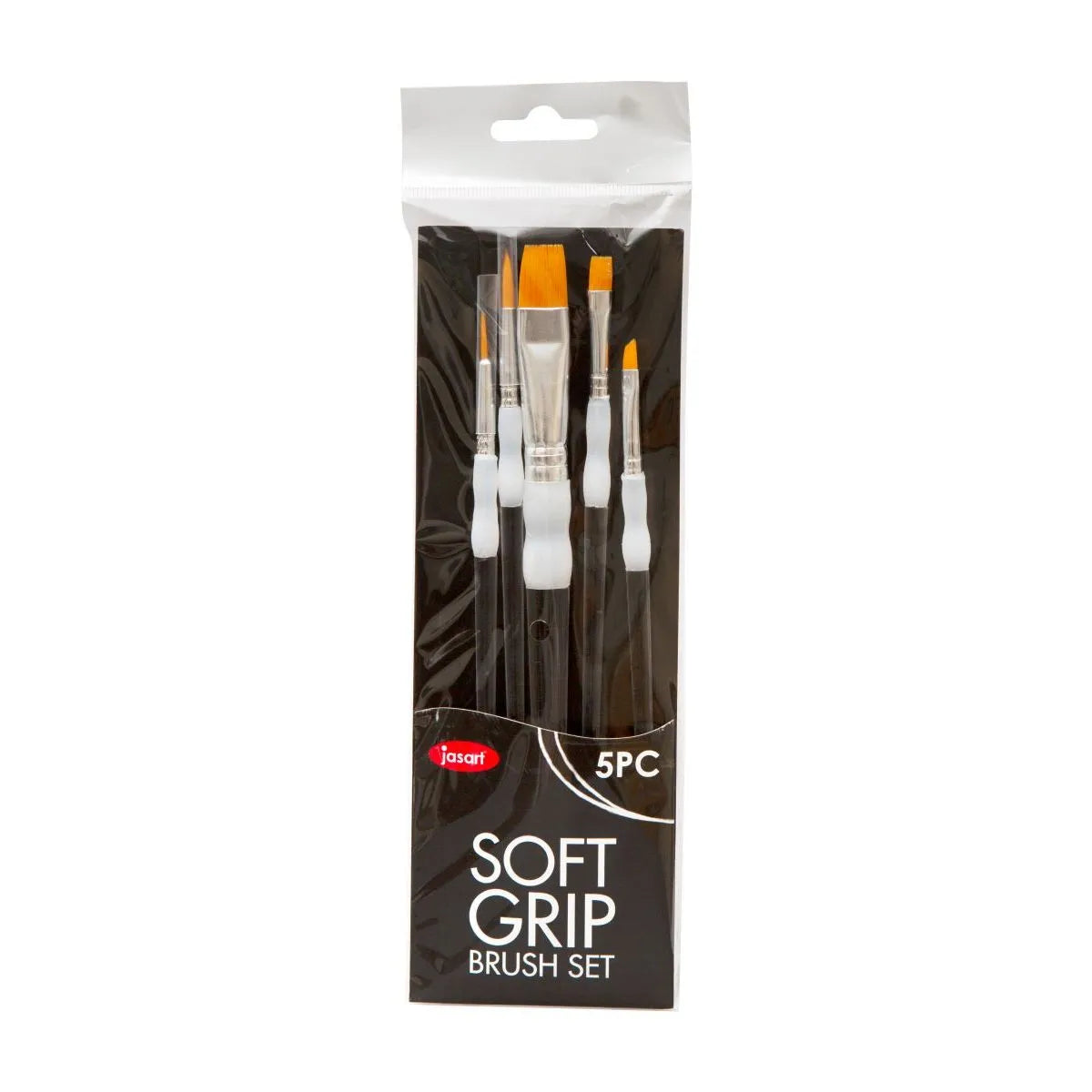 JASART Soft Grip Brush Gold Synthetic Bristles Flat Set 5