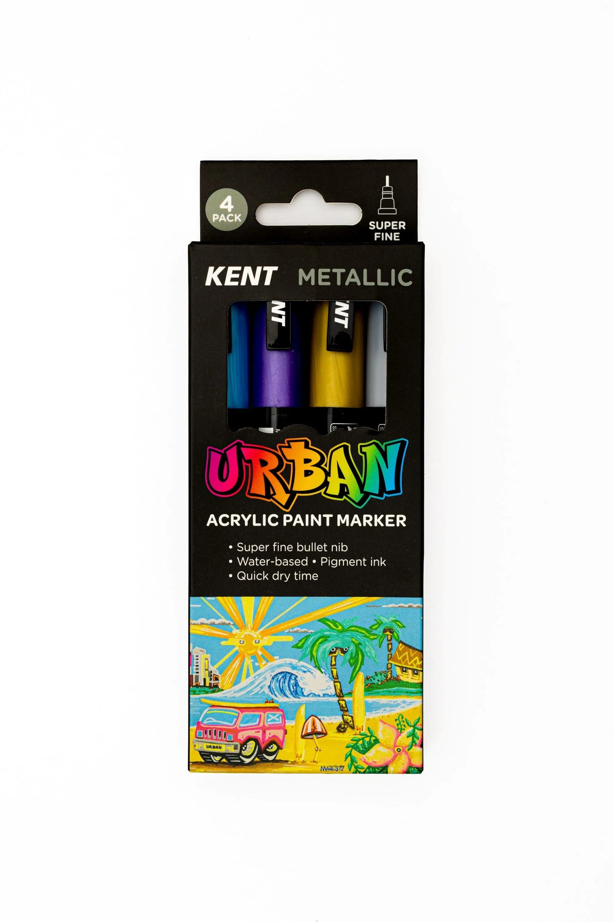 KENT Urban Acrylic Paint Marker Sets Super Fine (4 Pack)