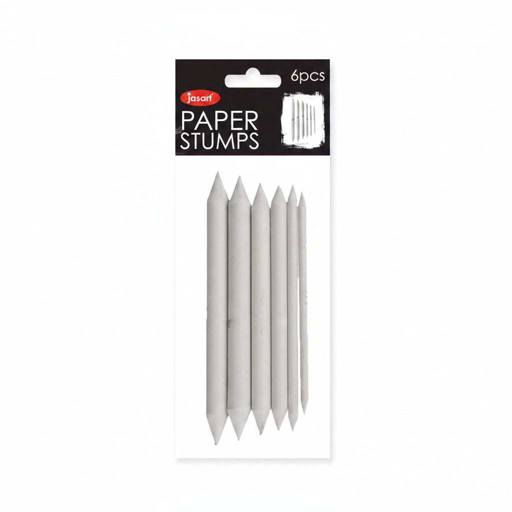 A pack of six JASART paper stumps for blending, with assorted sizes, displayed in its packaging.