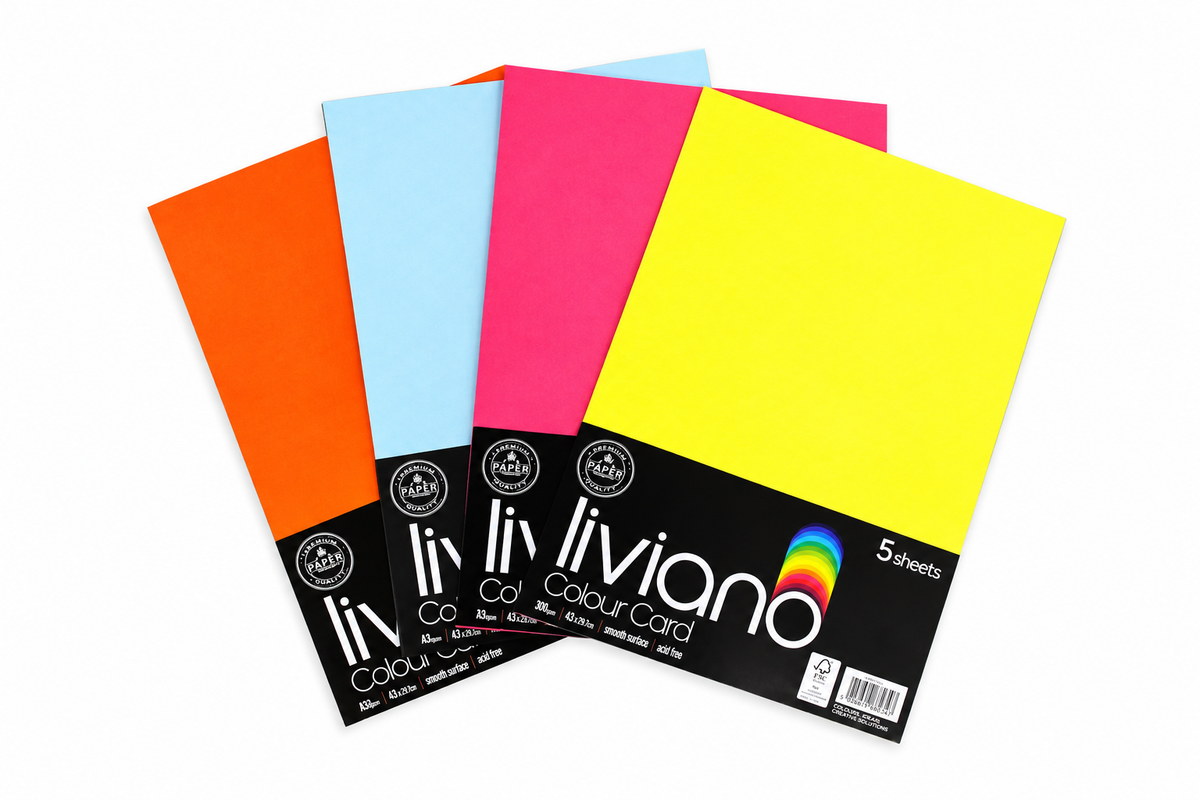 THE PAPER HOUSE Liviano Colour Card 300gsm A3 (5 Pack)