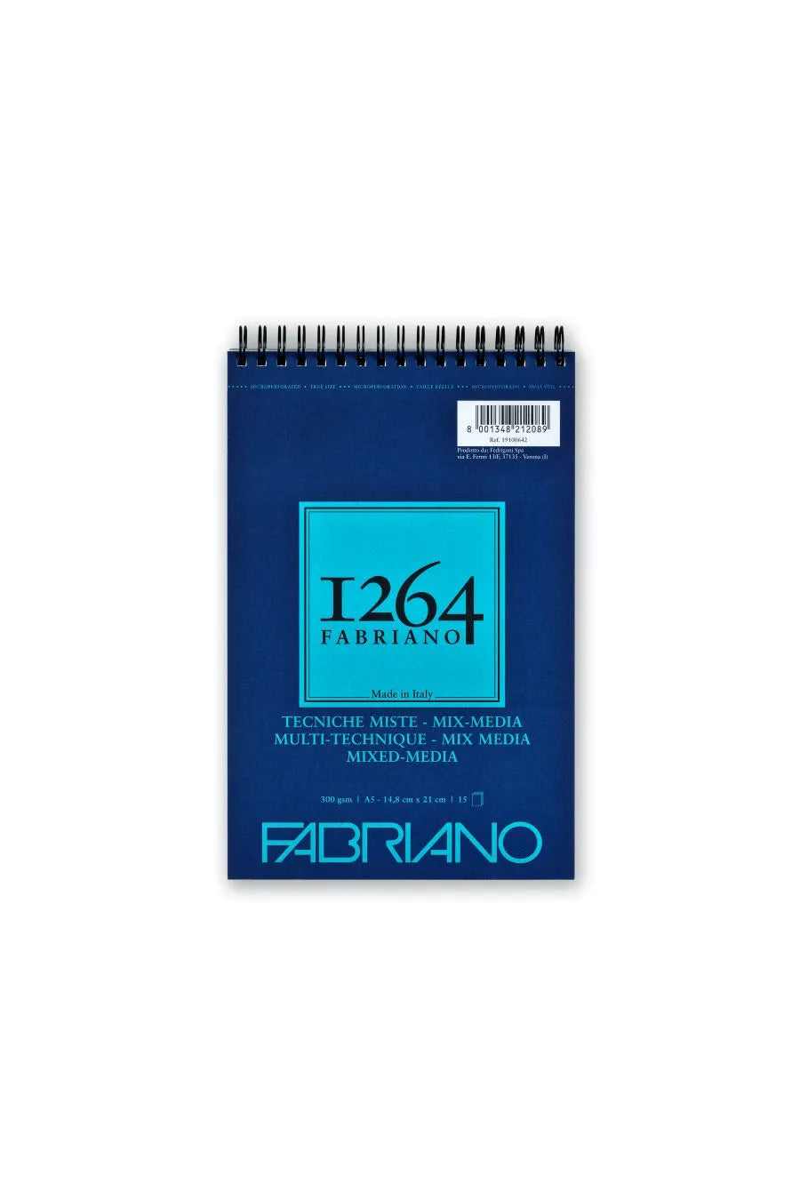 FABRIANO 1264 Mix Media Spiral Pad (Bright Blue) 300gsm