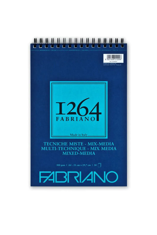FABRIANO 1264 Mix Media Spiral Pad (Bright Blue) 300gsm