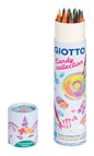 Giotto candy collection watercolor pencils in a cylindrical tube on a white background