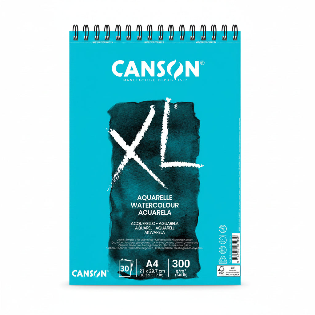 Canson watercolor paper pad with blue cover and black text