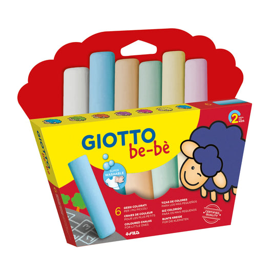 Giotto be-be colored chalk set with red packaging on a white background