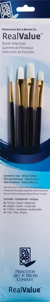 PRINCETON Real Value Brush Set White Taklon (Black Handle)