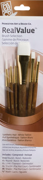 Set of Princeton Art & Brush Co. Real Value paintbrushes with packaging.