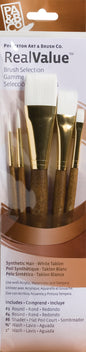 Set of paint brushes with a Real Value label on a white background
