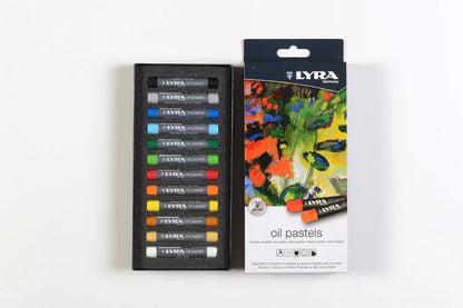 LYRA oil pastels packaging with a set of pastels on a white background