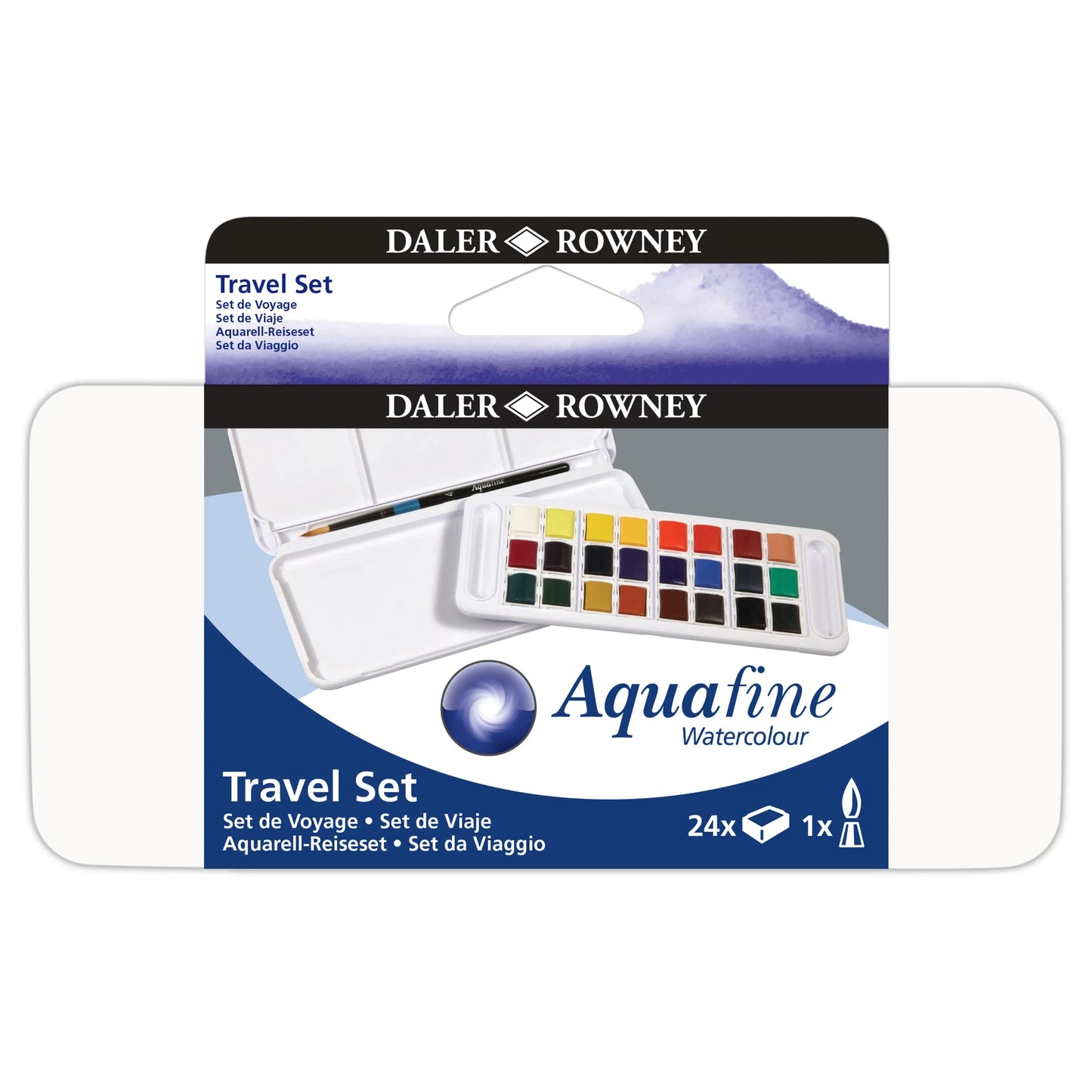 DALER ROWNEY Aqua Fine Watercolour Tin Travel Set 24pc