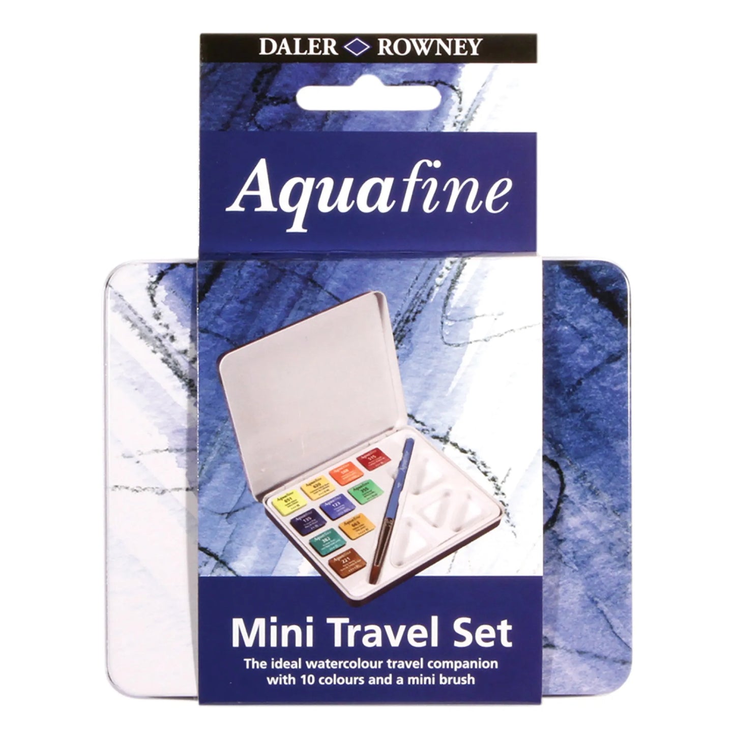 DALER ROWNEY Aqua Fine Watercolour Tin Mini Travel Set 10pc