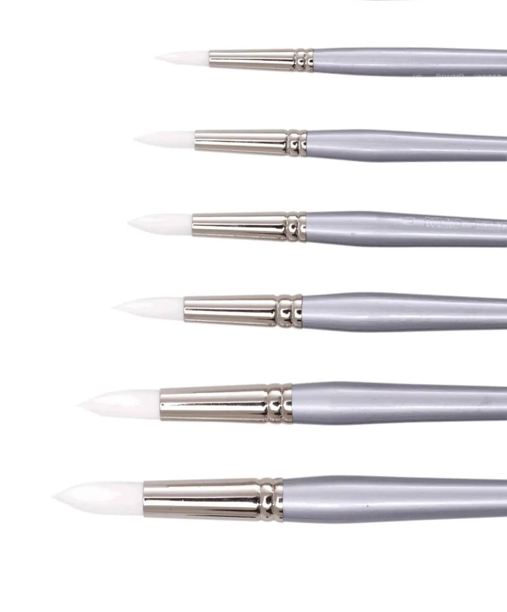 JASART White Taklon Round Brushes
