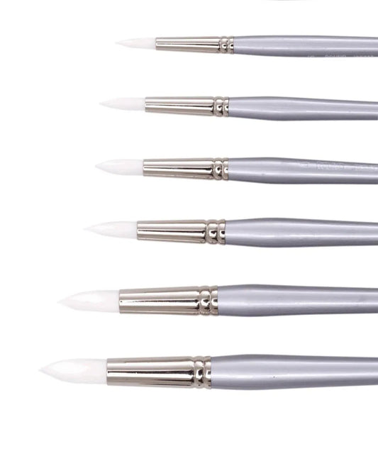 JASART White Taklon Round Brushes