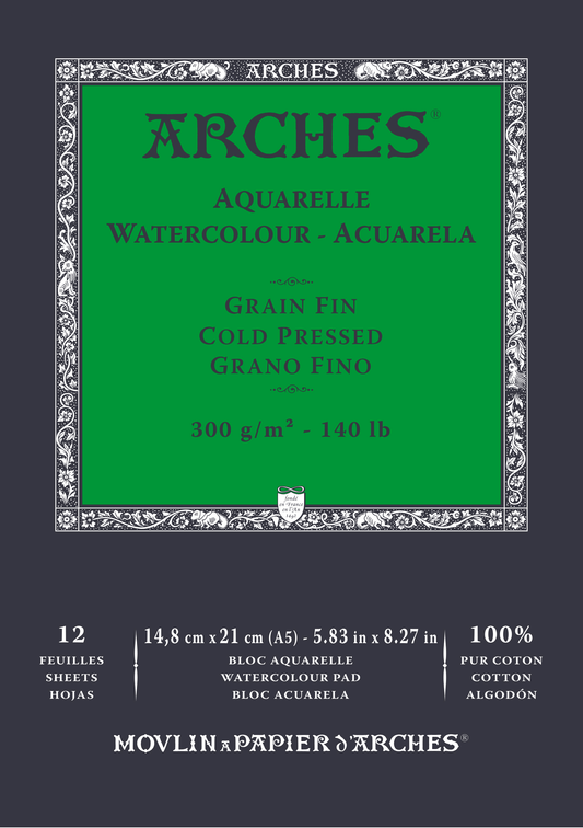 ARCHES Aquarelle Watercolour Pads 12 Sheet 300gsm