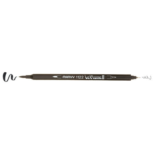 MARVY Le Plume II Dual Tip Marker Black