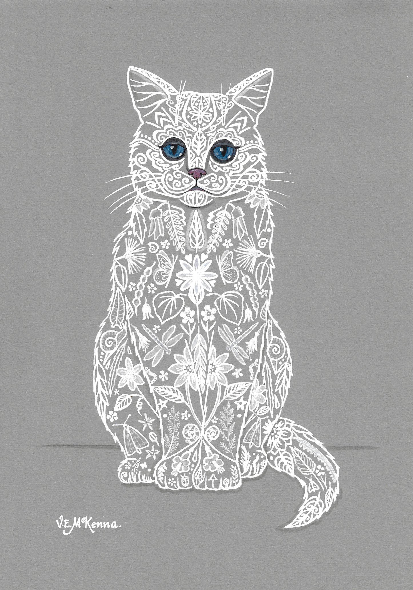 VIVIAN MCKENNA | Framed Original Pen & Ink "Flora"