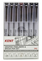 KENT Graphic Fine Liner & Brush Pen Set 7pc