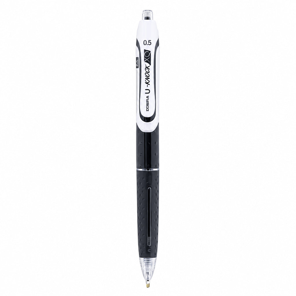 DONG-A U-KNOCK XQ 0.5 Retractable black pen on a white background