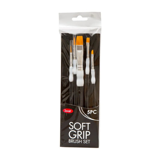 JASART Soft Grip Brush Gold Synthetic Bristles Flat Set 5