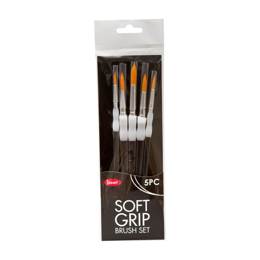 JASART Soft Grip Brush Gold Synthetic Bristles Round Set 5